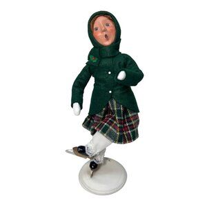 Byers Choice Caroler Girl Ice Skating 2008 Christmas White Base